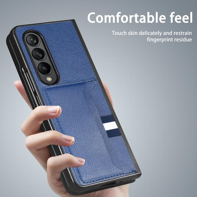 Zfold4 Leder-Kartensteckplatz-Handytasche Funda-Hülle für Samsung Galaxy Z Fold 4 Fold3 Fold2 Fold 3 4 Fold4 Rutschfeste, matte Hülle