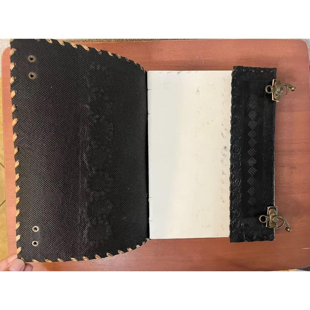 Leather Journal Seven Stone Chakra Notebook Blank Bound Papers Book of Shadows