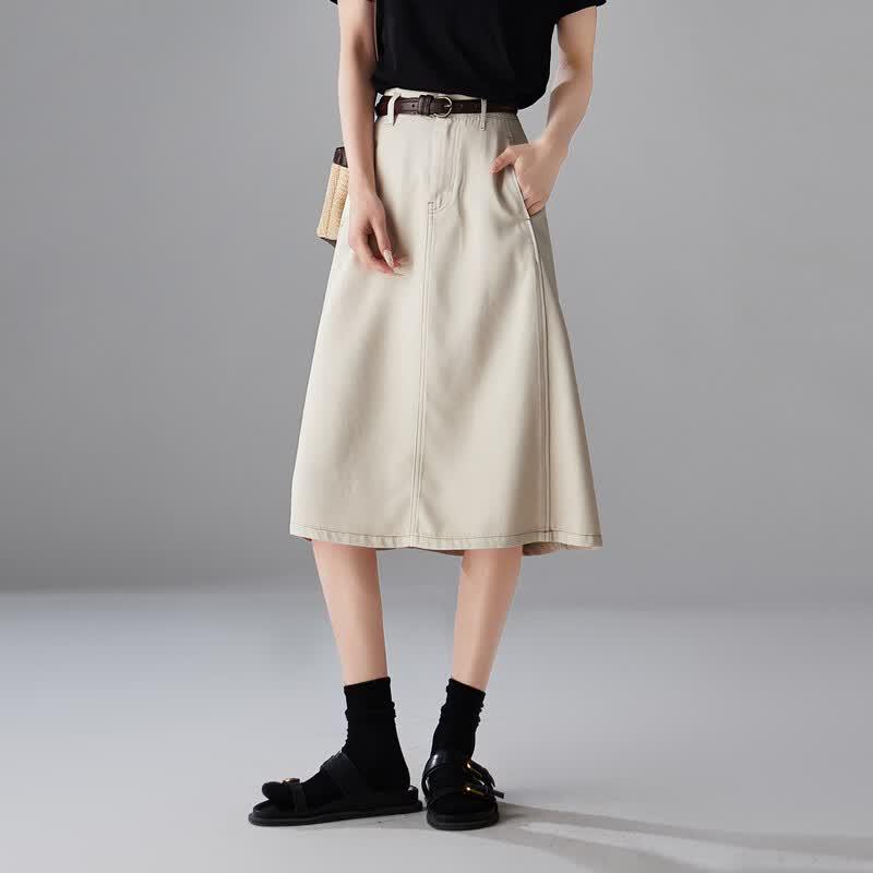 SOFSIL 2026 Summer A-line Denim Midi Skirt XL