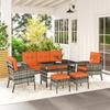 6 Pieces Rattan Garden Furniture Set with Dining Table and Cushions, Orange