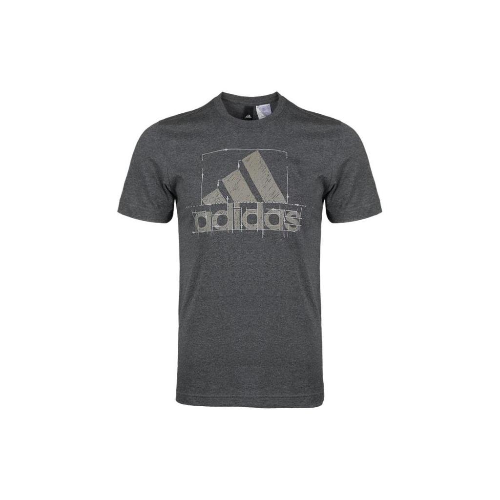 Adidas Big Logo Casual Sports Short Sleeve T-Shirt Men Tops Grey DI0291