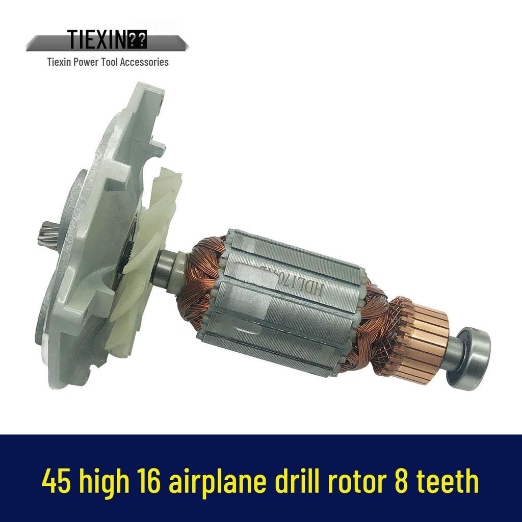 Assemblaggio Motore Trapano Elettrico: 45 Alta 16 Rotore Trapano Aereo, 8 Denti con Coperchio Centrale Cuscinetto, Articolo N.. 02511