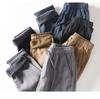 L8234 Men's Retro Loose Straight-Leg Cotton Pants - Warm Fleece-Lined, Drawstring, Long Fit
