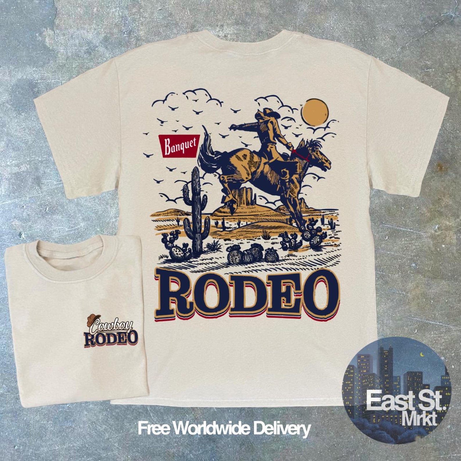 Vintage Rodeo Cowboy T-shirt: Western Graphic Tee 3XL