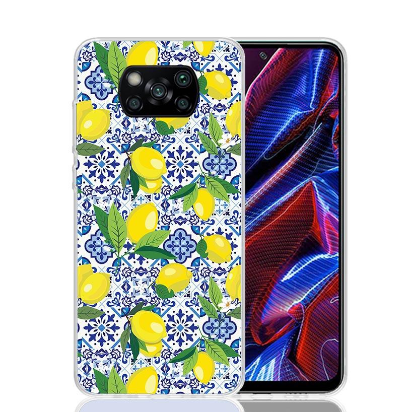 Mediterranean Lemon Phone Case For Xiaomi Poco F7 Ultra X7 X6 Pro X5 Redmi 15 15C 13 13C 12 12C 10 10A 10C 9 9A 9C 9T Shell Poco
