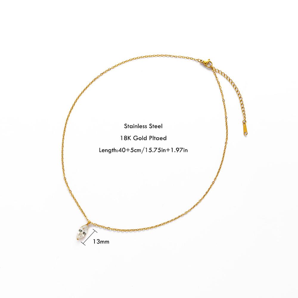 YF5244 Waterproof Jewelry 18K Gold PVD Water Drop Oval 5A Zirconia Zircon CZ Pendant Minimalist Stainless Steel Tassel Necklace
