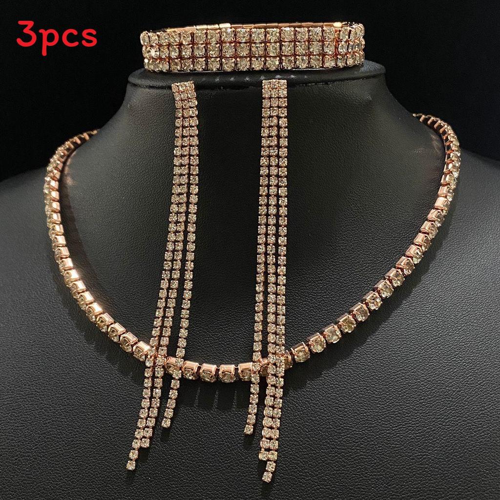 Water Diamond Bridal Jewelry Set With Necklace Earrings Bracelet And Ring For Weddings