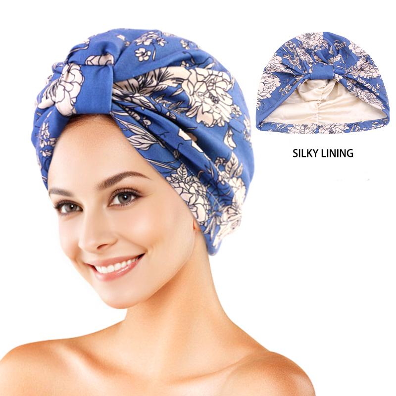 Neuer Turban mit Blumenmuster, plissiert, Beanie mit Knoten, elastisches Stirnband, lässige Kopfbedeckung, elegante Damen-Chemo-Kappe, Bandana-Kopfbedeckung