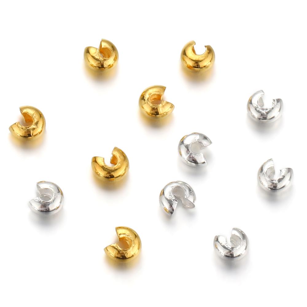 100pcs Metal Open Crimp Beads Covers End Beads Stopper Spacer Beads for DIY Bracelet Jewelry Making Findings Components Supplies
