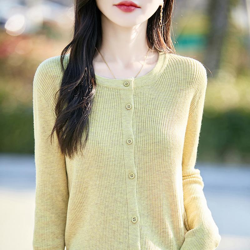 Cardigan Lâche en Maille Style Coréen pour Femme Printemps/Été 2026 - Col Rond, Manches Longues, Veste Pull en Maille Fine