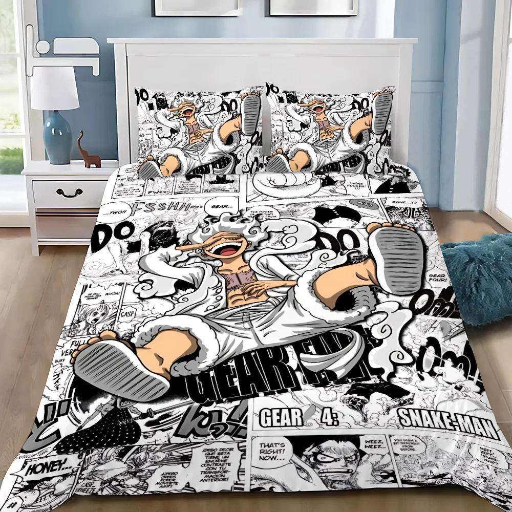 Anime Duvet Cover Pillowcase O-Ones Pieces Bedding Set Luffys Adult Boy Girl Bedroom Decoration Children Gift Single Double Size