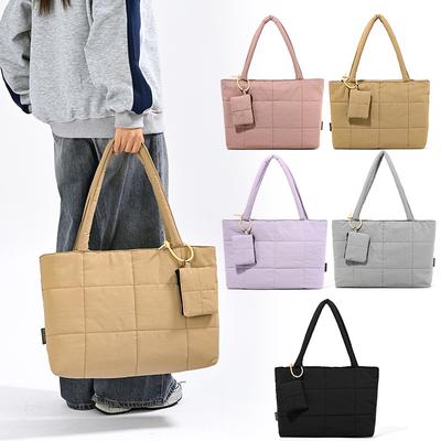 Casual Anti-splashing Cotton Clothes Bag Women's Simple Plaid Embroidery Thread Shoulder Bag Commuter Armpit Bag