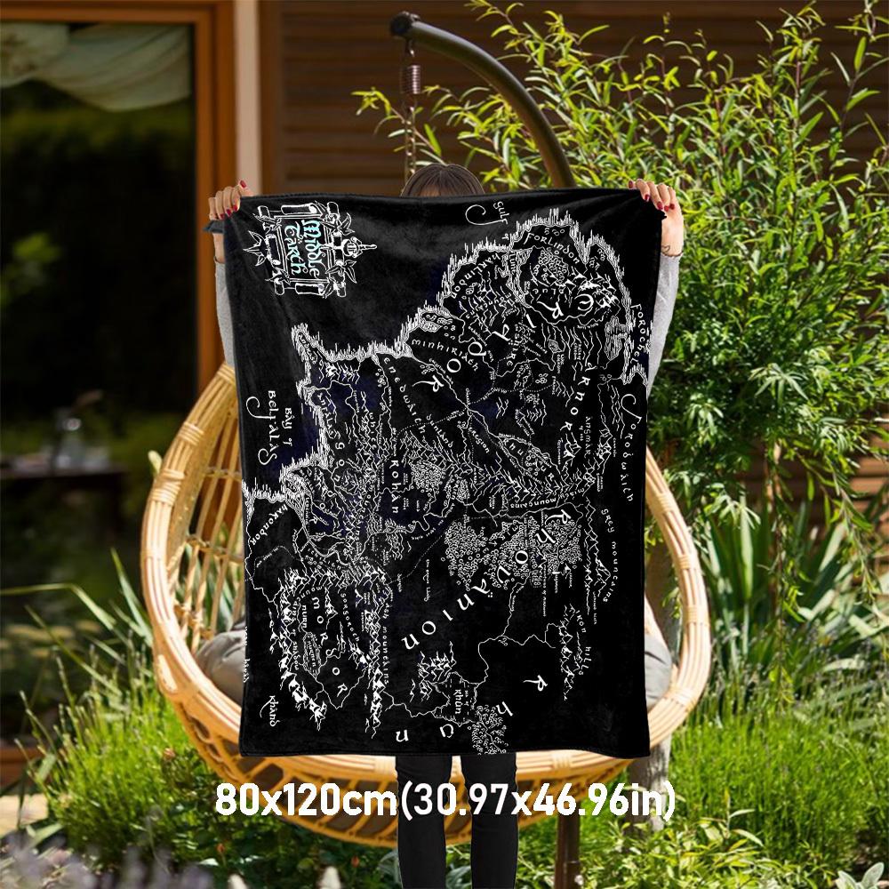 1pc Middle Earth - Throw Blanket, Soft, Flannel Blankets, Living Room, All Seasons Use-1021089