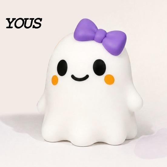 Halloween Party Supplies Bow Ghost Squeeze Toy, Stress Relief Cartoon Sensory Fidget Toy Soft Stretchy Favors for Adults Kids Tactile