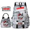 Chainsaw Man Anime Print Student Backpack Set for Girls with Lunch Bag Pencil Case School Daily Use