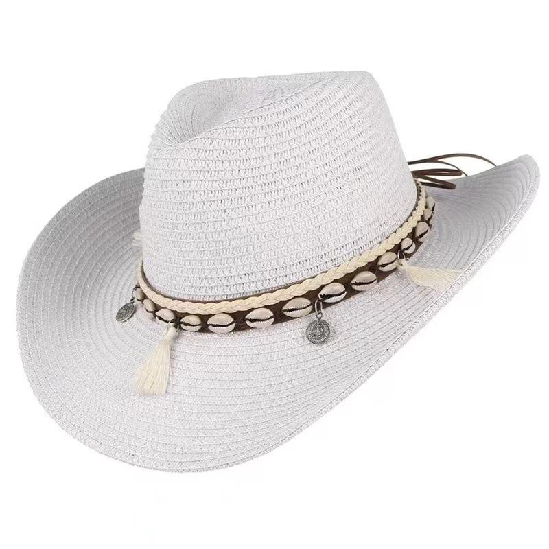 summer Straw Cowboy hat women Fashion cowgirl straw hat solid caps women summer cowboy Sunshade Jazz Hat Panama men sun hat
