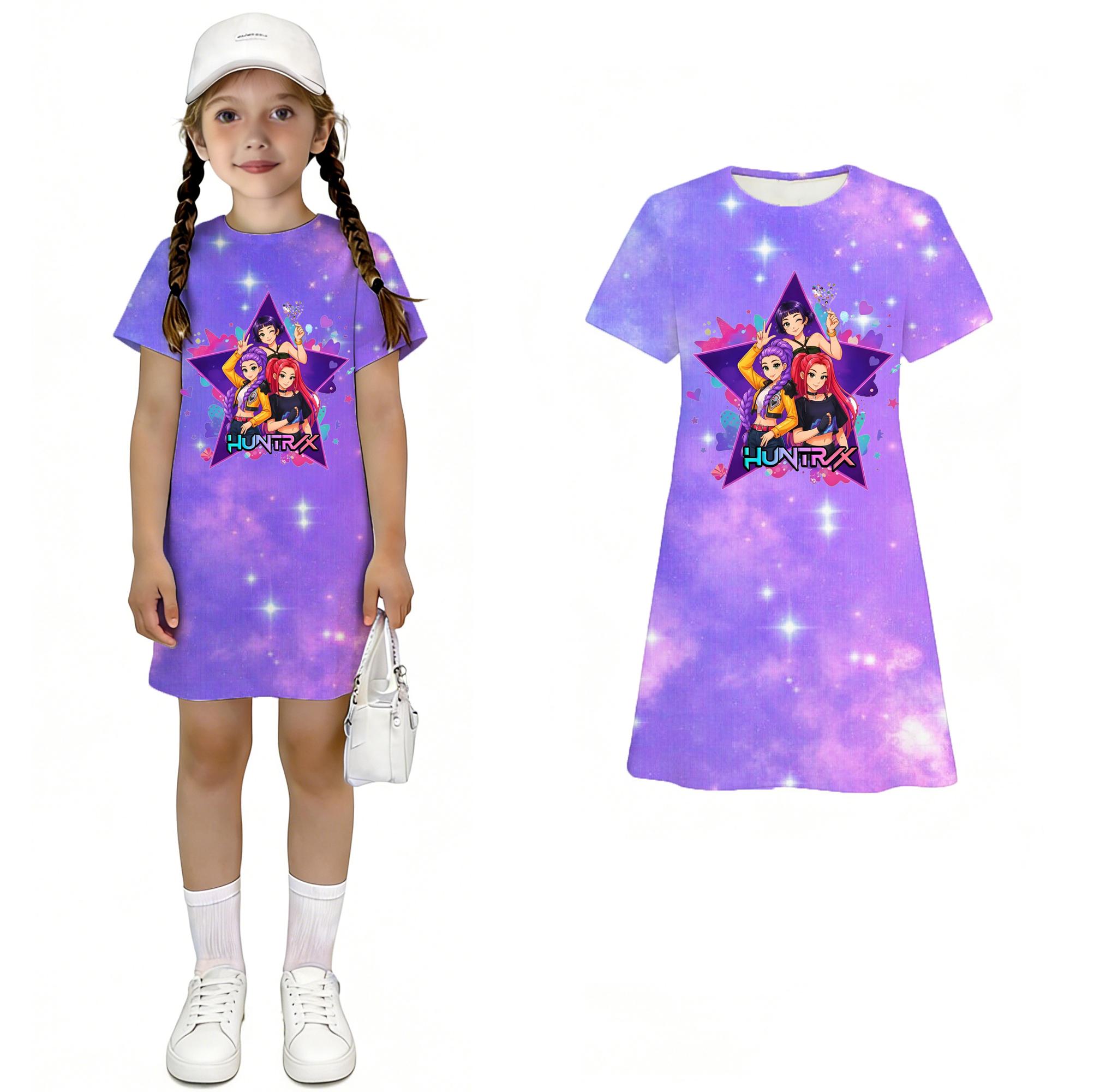 Children s Casual Round-neck Pullover Short-sleeved Dress 100