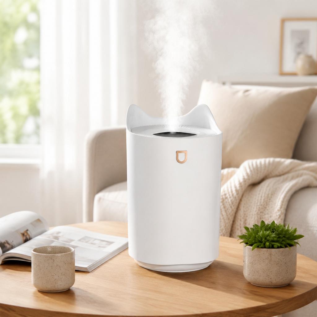 2 Liter Large Capacity Humidifier with Single Nozzle High Mist Output for Home Use Quiet Operation and Easy Maintenance
