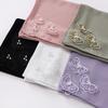 90*90Cm Square Chiffon Hijab Four-Corner Butterfly Bead Pearl Muslim Scarf Scarf Sweet Headscarf Foulard Femme Hijab