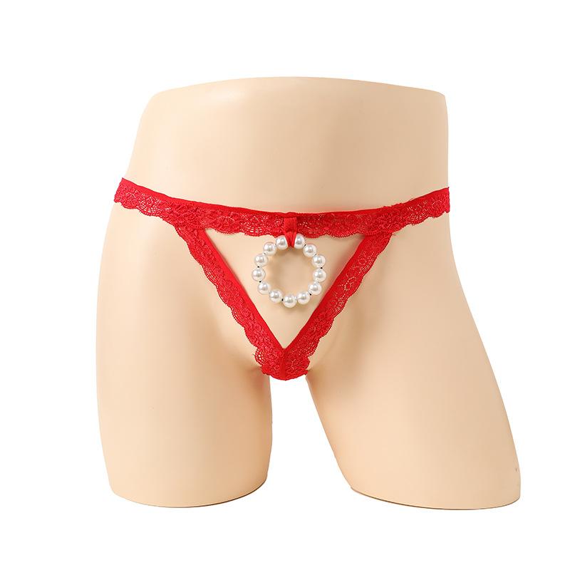 Men's Stretch Panties Pearl Hollow Lace Triangle Sex Underwear Men's Sex Panties