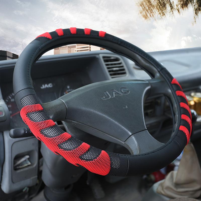 BLACK RED BLUE PU Leather Steering Wheel Covers for Car Bus Truck 36 38 40 42 45 47 50cm Diameter Auto Steering-wheel