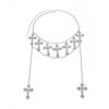 Gothic Halloween Cross Pendant Waist Chain, Punk Dark Metal Chain Body Chain
