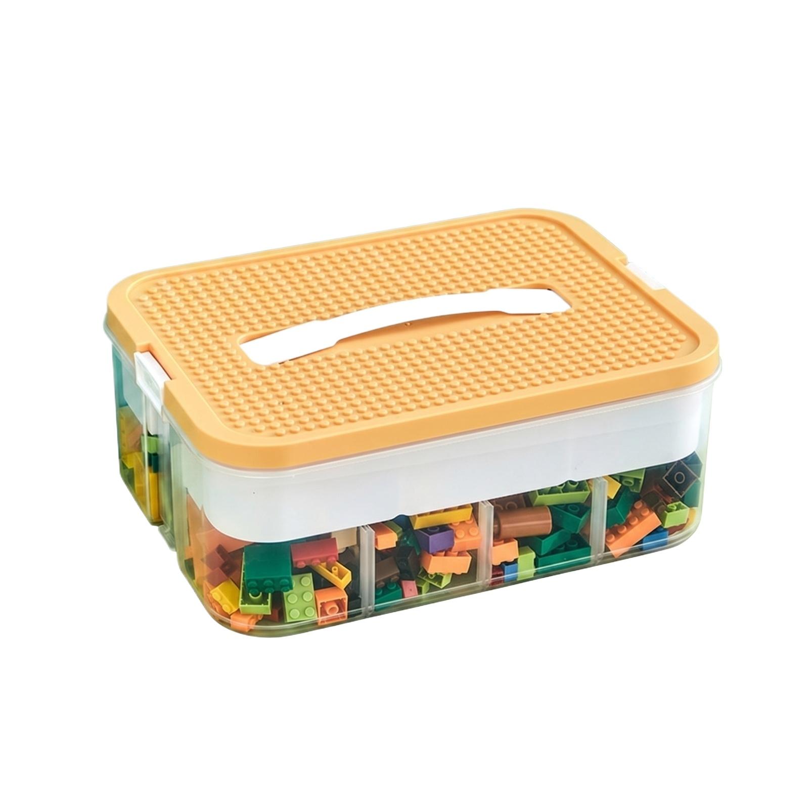 

Plastic Toy Storage Box with Creative Sorting Compartments for Building Blocks Large Organizer Bin with Handle Lid for Small Toys one size помаранчевий