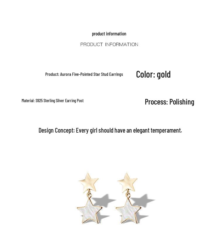 Elegant Retro Five-Point Star Earrings for Women - Korean Style Fashionable Jewelry