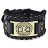 Life Tree Alloy Wide Leather Bracelet Mens Leather Jewelry