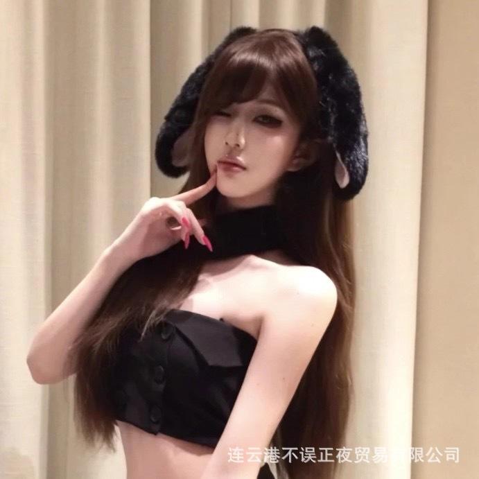 New cute lop ear rabbit ear headband amusement park cartoon photo plush headband female cosplay hair accessories
