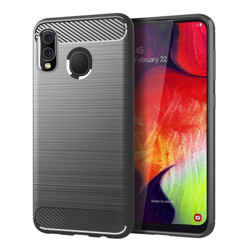 Støtsikkert Karbonfiberdeksel For Samsung A20 Galaxy a30 Silikondeksel for galaxy m10s Samsung wide4 Myke TPU Telefondeksler