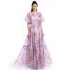 Summer Holiday Vacation Flower Print Long Maxi Dress Bohemian O-neck Short Sleeve High Waisted Chiffon Party Dresses Casual Robe