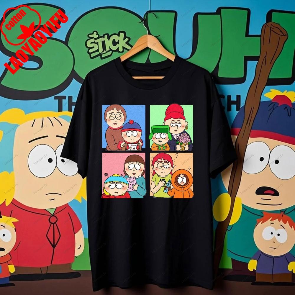 South Parks kleiner fetter Junge Cartman Süßes Cartoon Gedrucktes T-Shirt Shirt Humorvolle Streetwear Unisex Sommer Rundhals Kurzärmlig