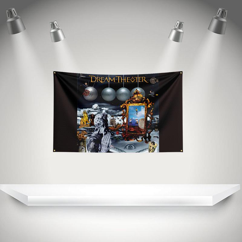 Ddream Theaters Flag Rock Music Band Banner 3x5ft With Grommets Hd Printing Tapestry Exhibition Music Band Fans Garage Decor