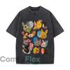 Kawaii Rabbit Collage Japanese Manga Speech Bubbles Distressed Faded Baggy Streetwear Tops for Park Hangouts