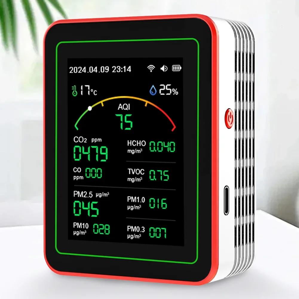 WiFi 15-in-1 Air Quality Detector TFT Display Portable AQI PM0.3 PM1.0 PM2.5 PM10 Tester APP Control Temperature Humidity Meter