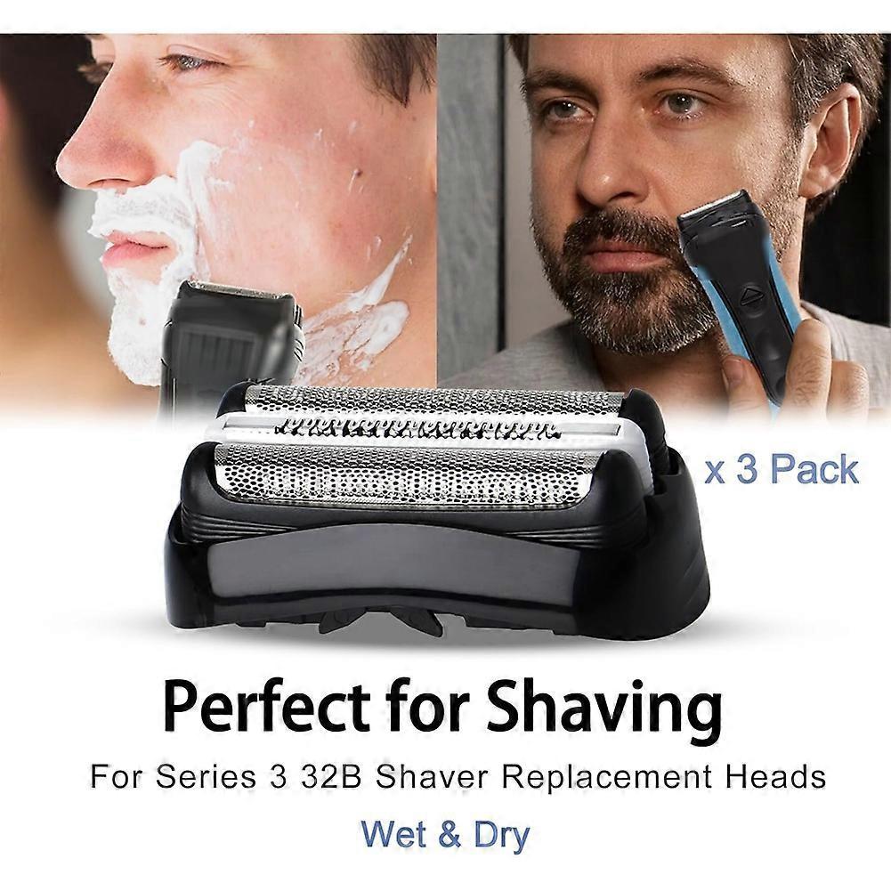 3 Pack 32B S3 Electric Replacement Heads for Braun Series 3 Shavers, Compatible with 3040s 3080s-4 370cc 3070cc 3000s 3010 3090cc Etc.