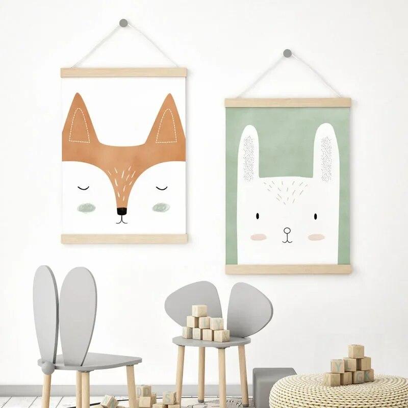 Deer Fox Rabbit Bear Hedgehog Woodland Nursery Wall Art Print Canvas Painting Nordic Poster Wall Pictures Baby Kids Room Decor