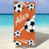 Individuelles Fußball Strandtuch Personalisierter Namensdruck Weich Schnelltrocknend Großes Badetuch für Sportfans Kindergeschenk