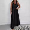 Spring Summer Women's Deep V-neck T-shaped Back Sleeveless Elegant Long Dress
