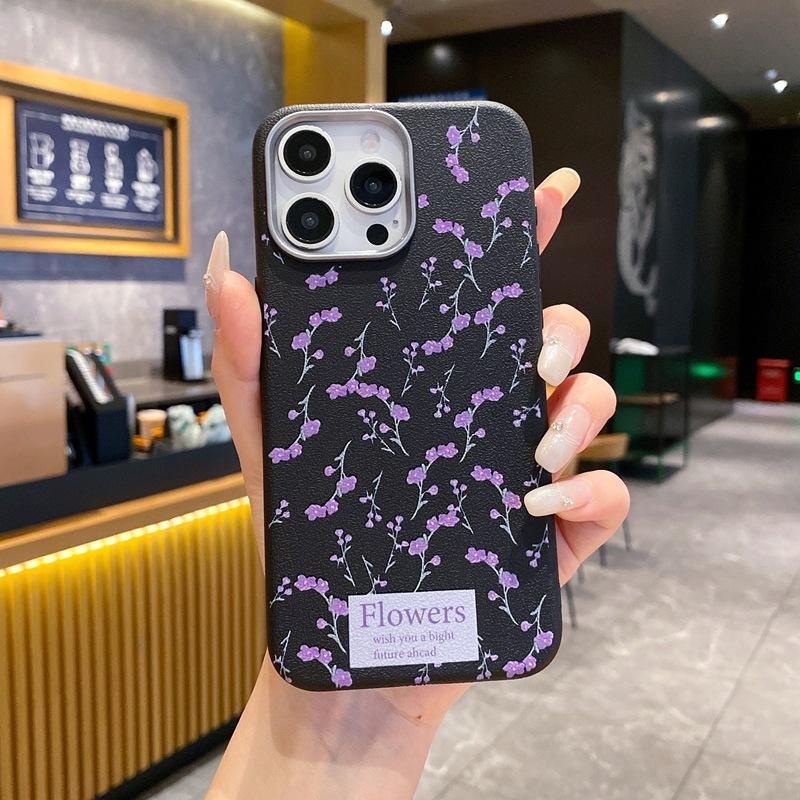 Hyunya Wind Small Floral Suitable for Samsung S26 Mobile Phone Case A17 Niche Advanced Leather Pattern S25plus Protective Case