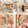 Kinder Holz Montessori Haus Lernspielzeug Busy Board Aktivität Objektpermanenz Box Feinmotorik Sensorisches Spielzeug für Kleinkind