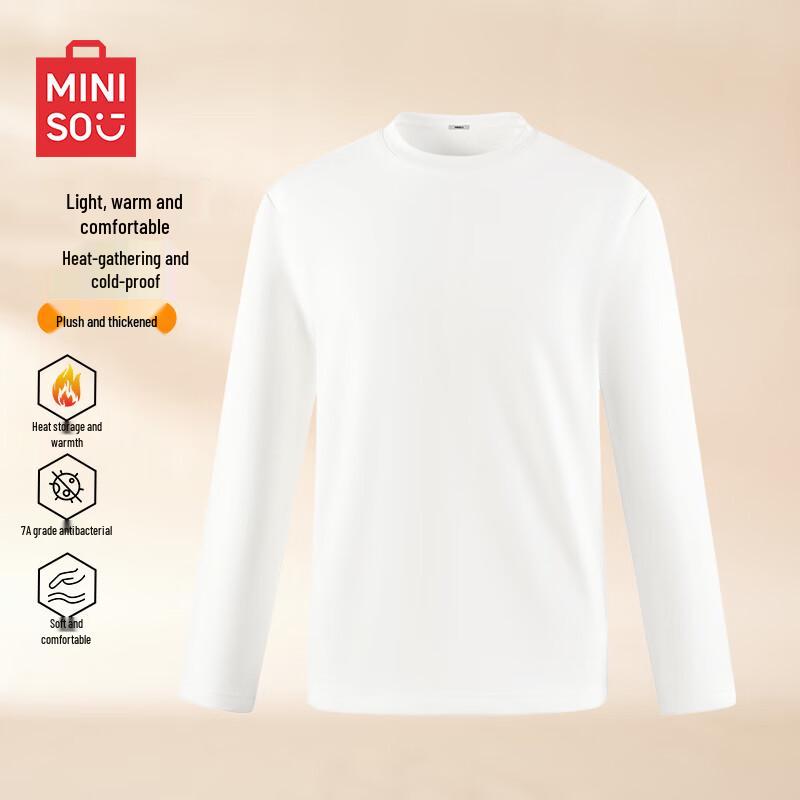 MINISO Men s Fleece-Lined Thermal Long Sleeve T-Shirt XL