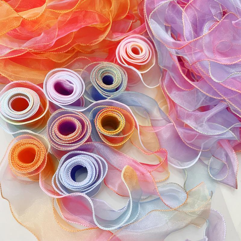 10 Yards Bord Vague 6cm Large Emballage Cadeau Dégradé Fournitures de Couture Accessoires d'Artisanat pour Chapeaux Coiffes DIY Fil Queue de Poisson