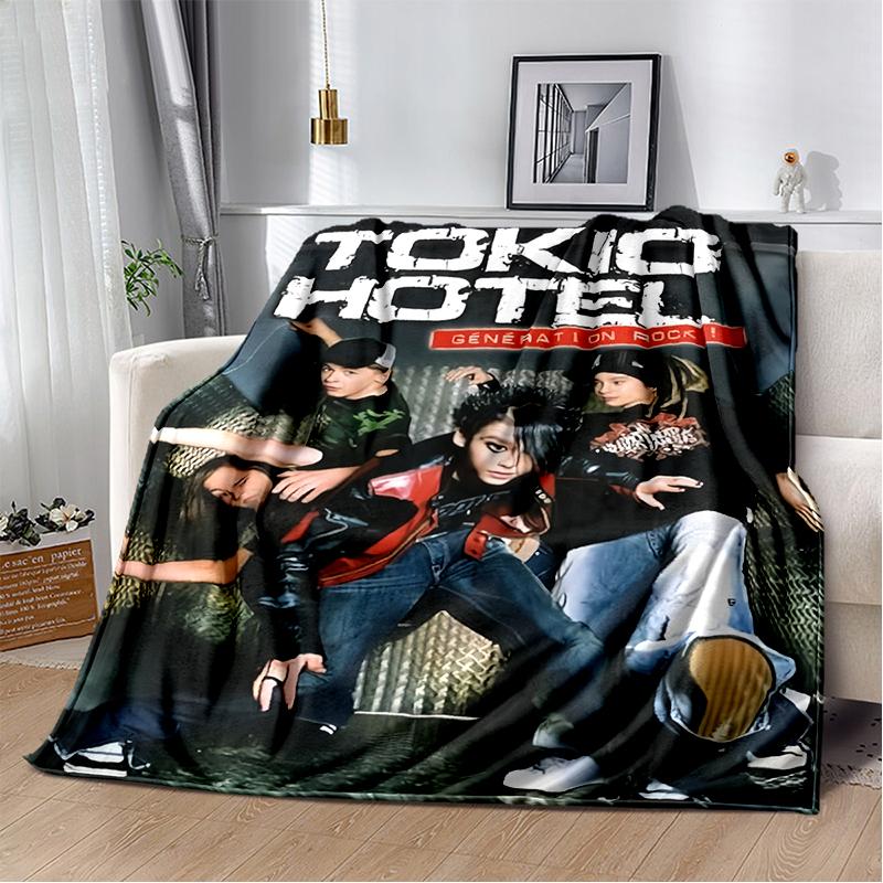 2025 New Style Tokio Hotel Rock Band Bill Tom Kaulitz Blanket,Soft Throw Blanket for Home Bedroom Bed Sofa Cover Kids Gift