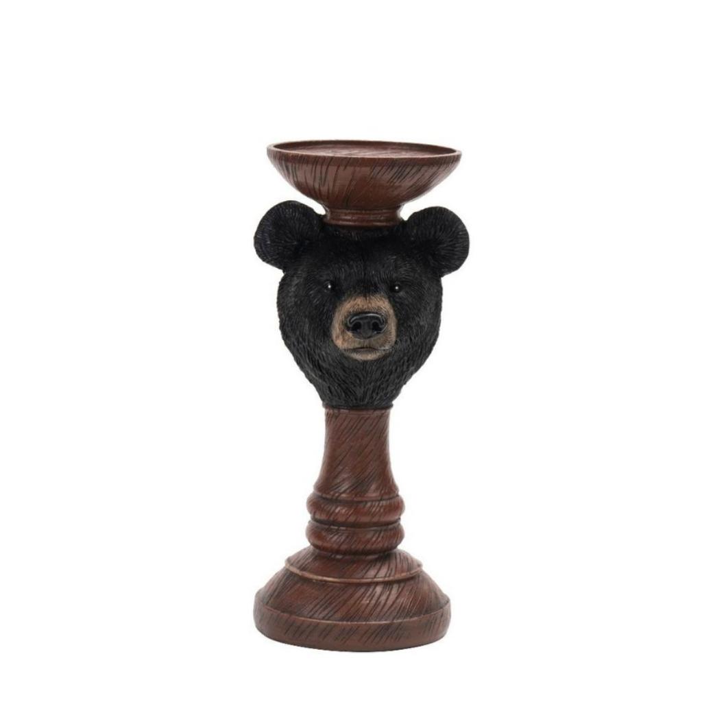 Christmas Black Bear Candlestick Ornaments Home Fine Use Living Room Entrance Tabletop Resin Craft Christmas Decorations