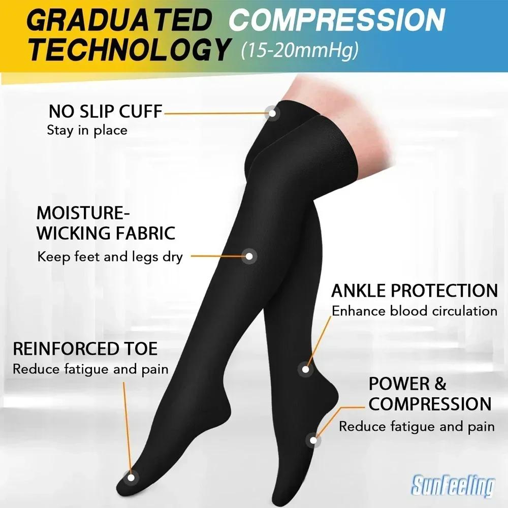 1 Pair Compression Socks Knee High Compression Sock for Women  Men Stockings for Running, Cycling,Athletic