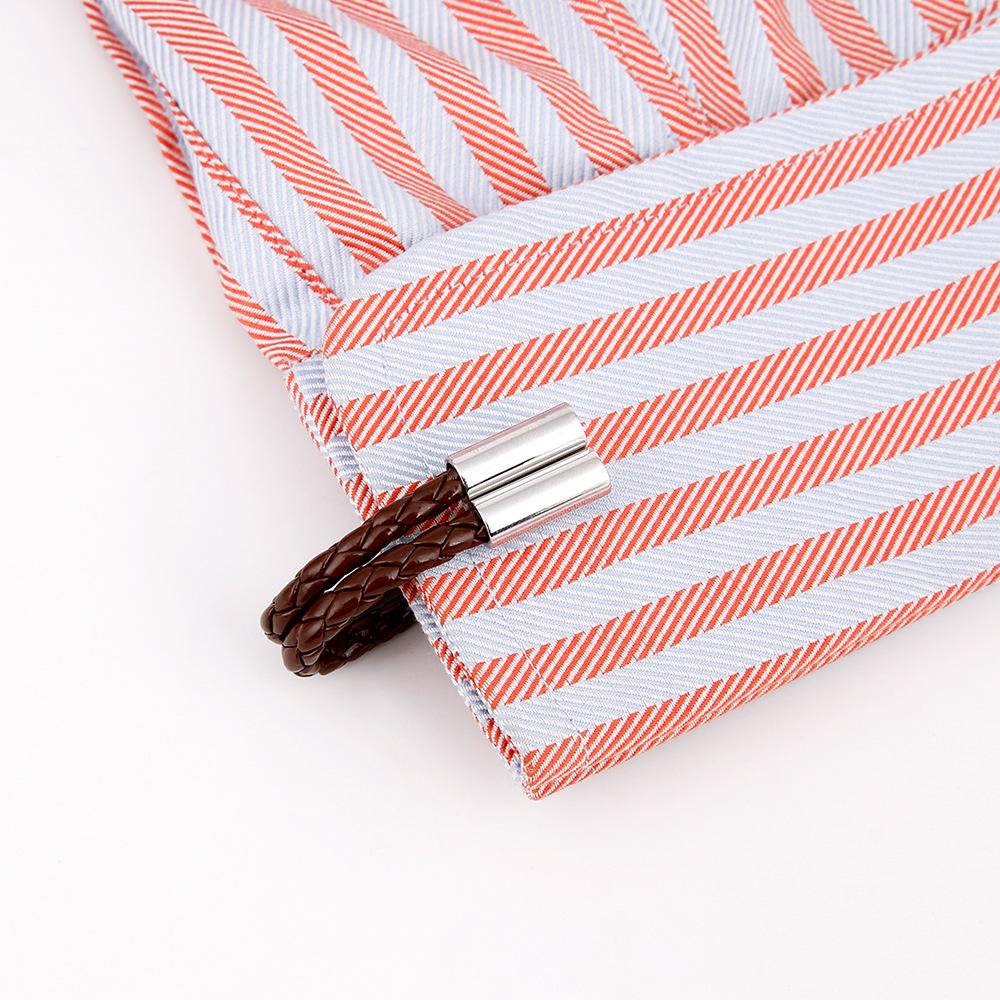 Braided Leather Rope Men's Cufflinks - Simple French Style, High-Quality, Limited Stock