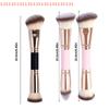 Professional 2-in-1 Double Ended Makeup Brush Large Round Head Foundation Concealer Setting Travel Makeup Tool with Handle