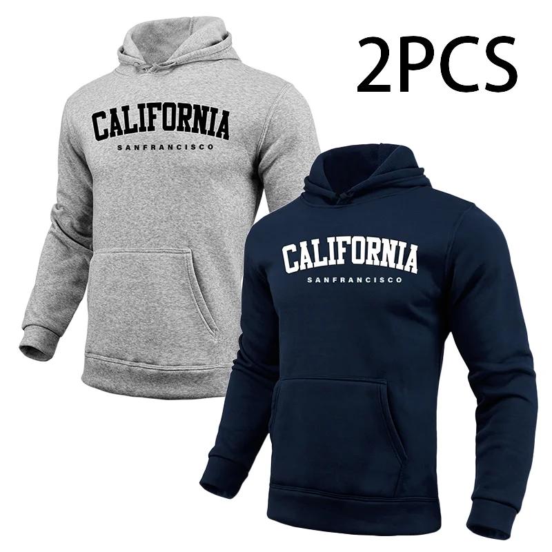 2 In 1 Hoodie for Man California Print Autumn Winter Daily Casual Sporty Sweatshirt Home Outdoor Comfort Warm Fashion Pullover